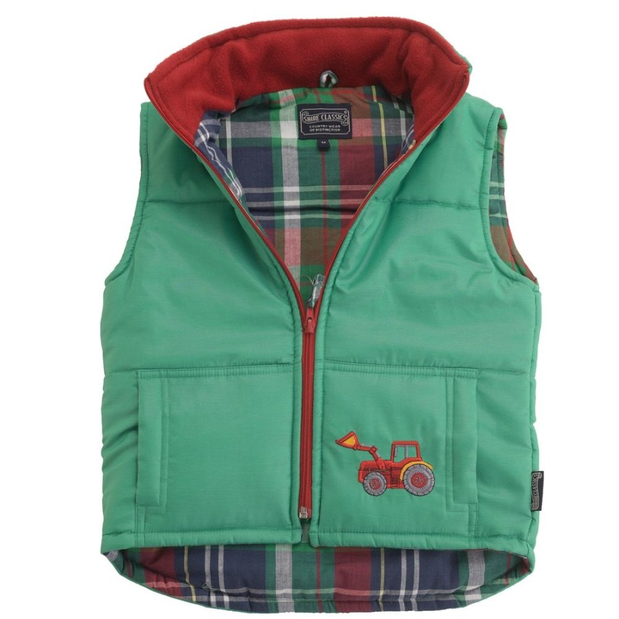 Lambland Kids Fleeces & Bodywarmers | Kids' Emerald Embroidered Digger Gilet