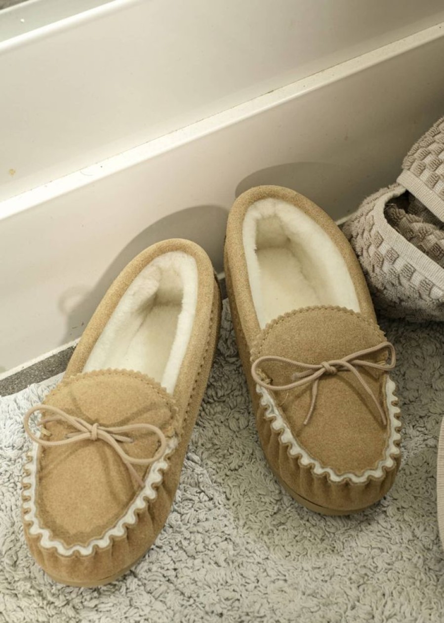 Lambland British Made Footwear | Men'S Sheepskin Lined Pvc Sole Moccasin Slippers