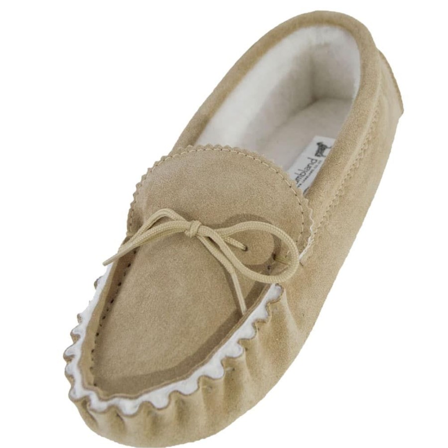 Lambland British Made Footwear | Men'S Sheepskin Lined Pvc Sole Moccasin Slippers