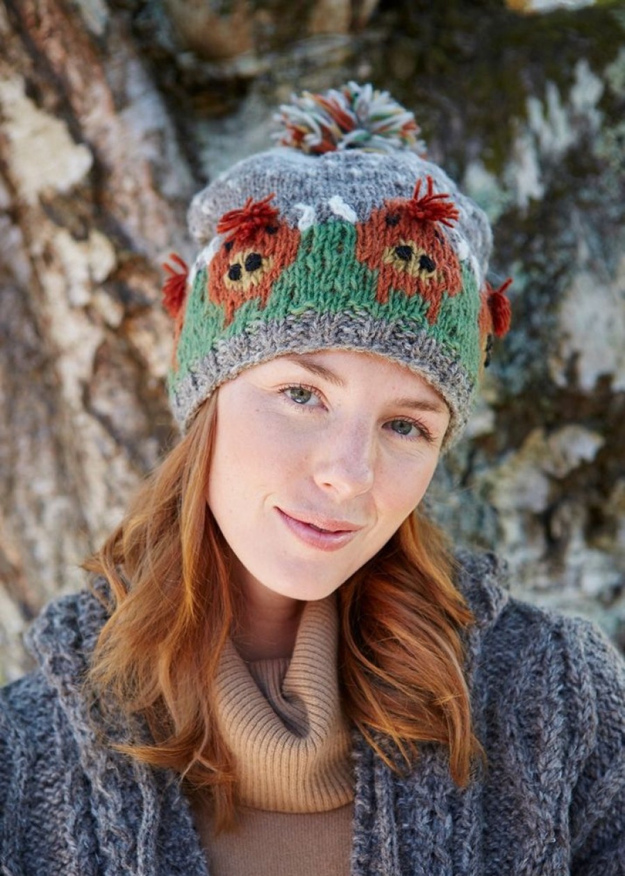 Pachamama Hats, Scarves & Earmuffs | Hand Knitted Highland Cow Bobble Hat