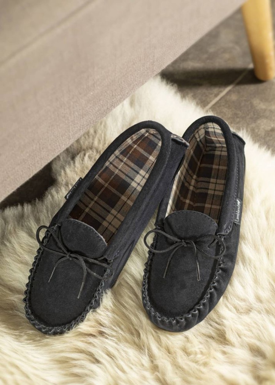 Lambland Ladies British Made Footwear | Ladies Premium Suede Fabric Lined Moccasins