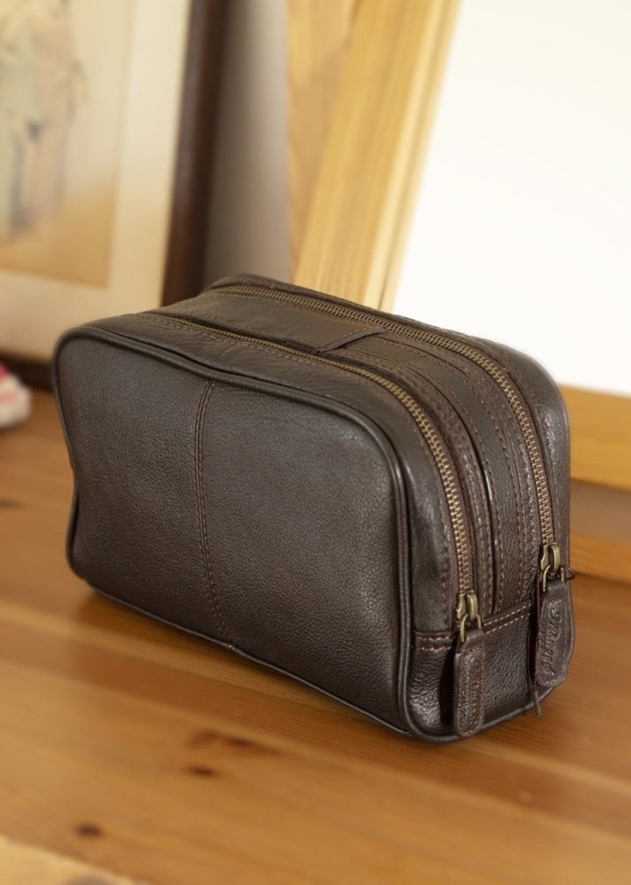 Ashwood Leather Company Toiletry Bags | Luxury Ned Leather Twin Zipped Toiletry Bag