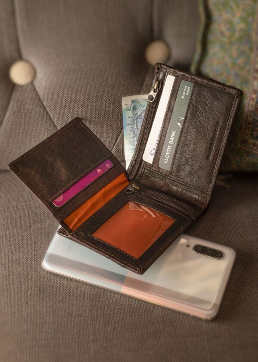 Rowallan of Scotland Wallets | Rustic Buffalo Leather Flip-Out Wallet