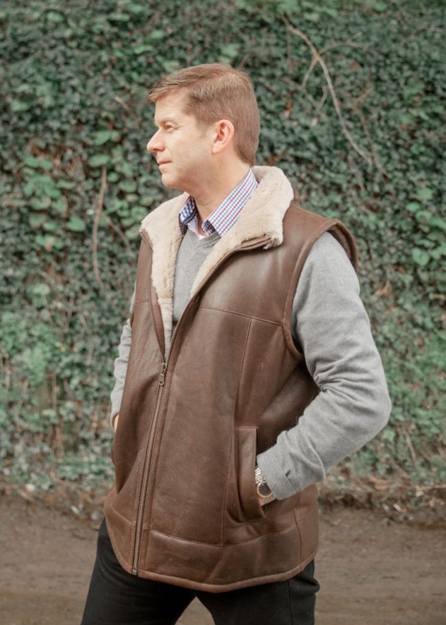 Lambland Coats, Jackets & Jumpers | Men'S Luxury Sheepskin Aviator Zip Gilet