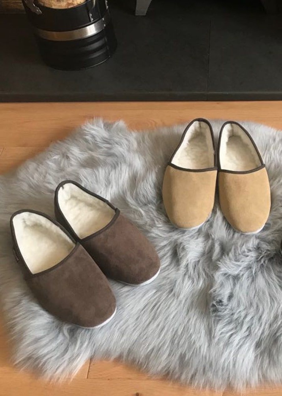 Lambland British Made Footwear | Men'S Traditional Turn Slippers With Suede Sole