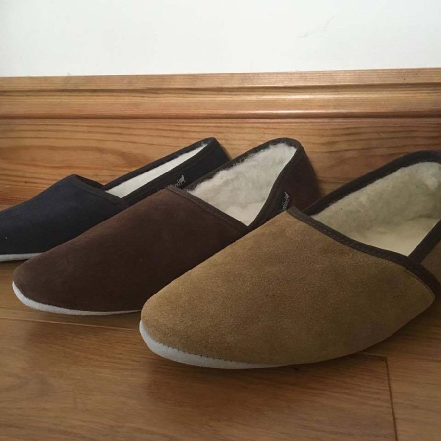 Lambland British Made Footwear | Men'S Traditional Turn Slippers With Suede Sole