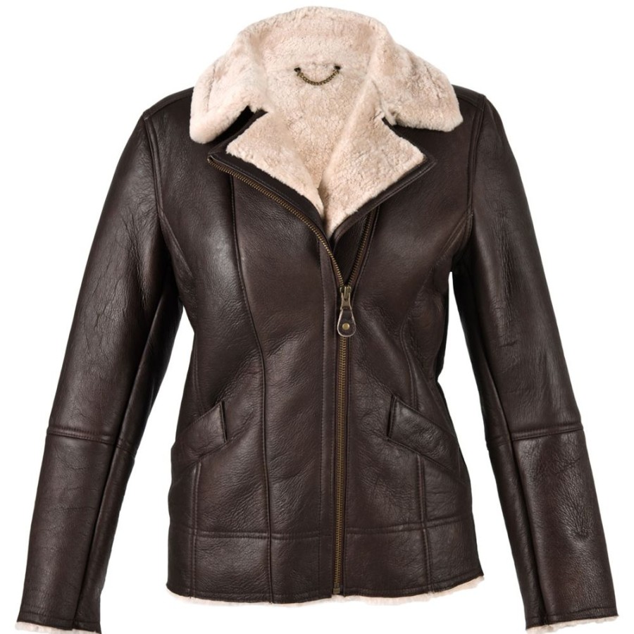 Lambland Coats, Jackets & Jumpers | Ladies Aviator Finish Flying Jacket With Off Centre Zip