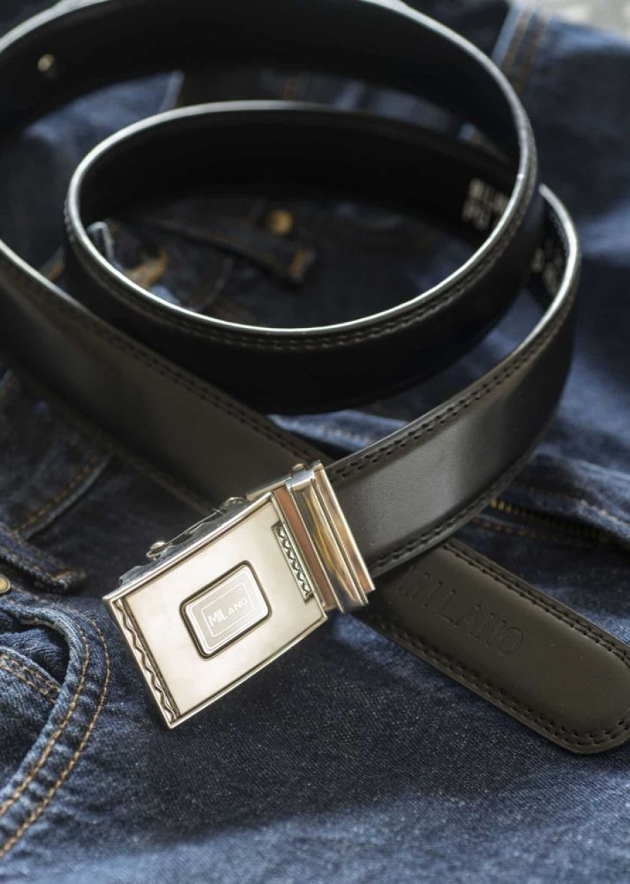 Milano Leather Belts | Men'S 35Mm Leather Lined Quick Release Ratchet Belt