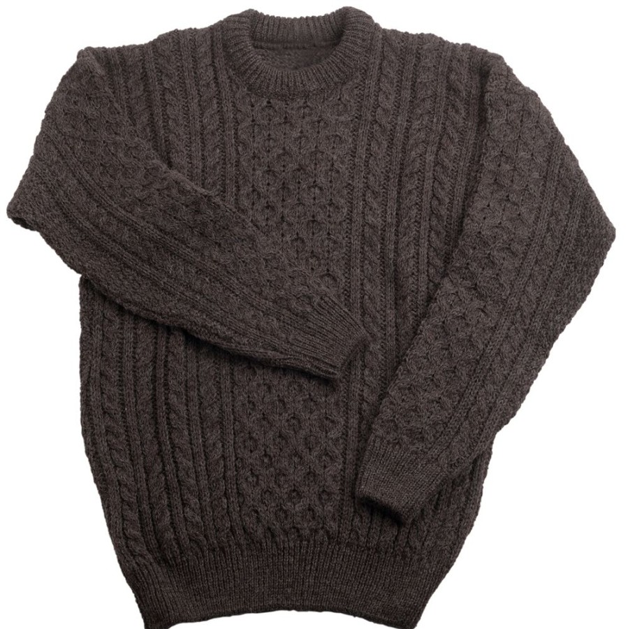 Glencroft Coats, Jackets & Jumpers | Unisex Jacob Brown Aran British Wool Jumper