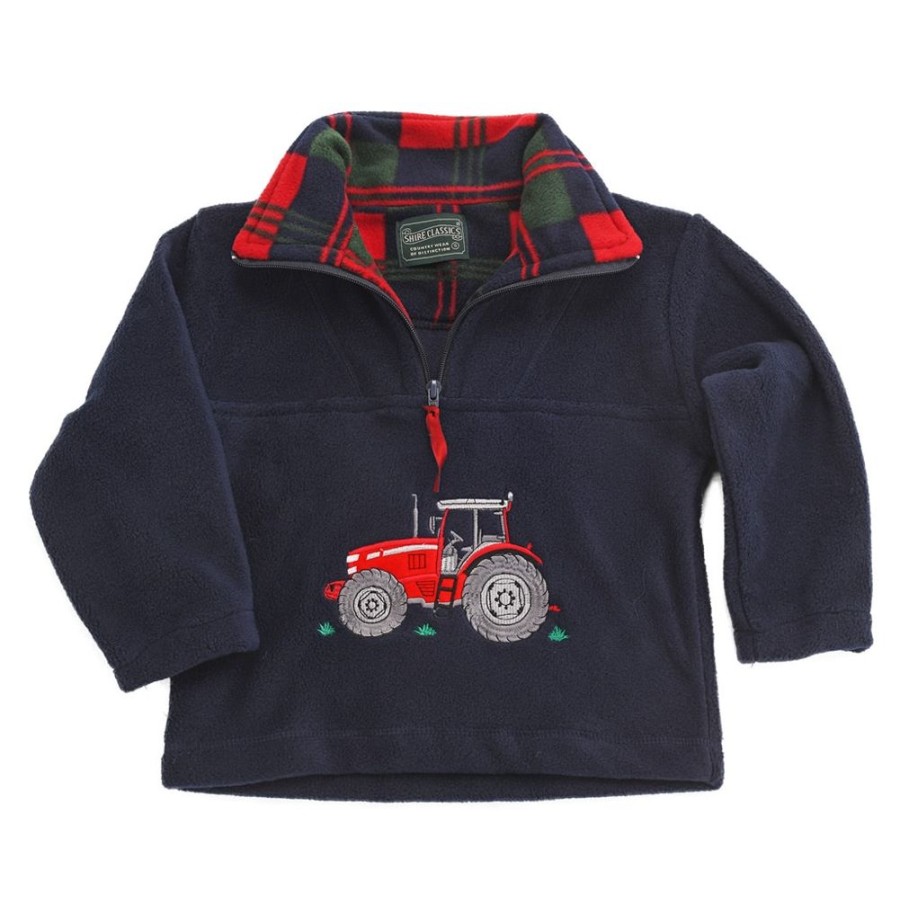 Lambland Kids Fleeces & Bodywarmers | Kids' Red Tractor Navy Fleece Sweater