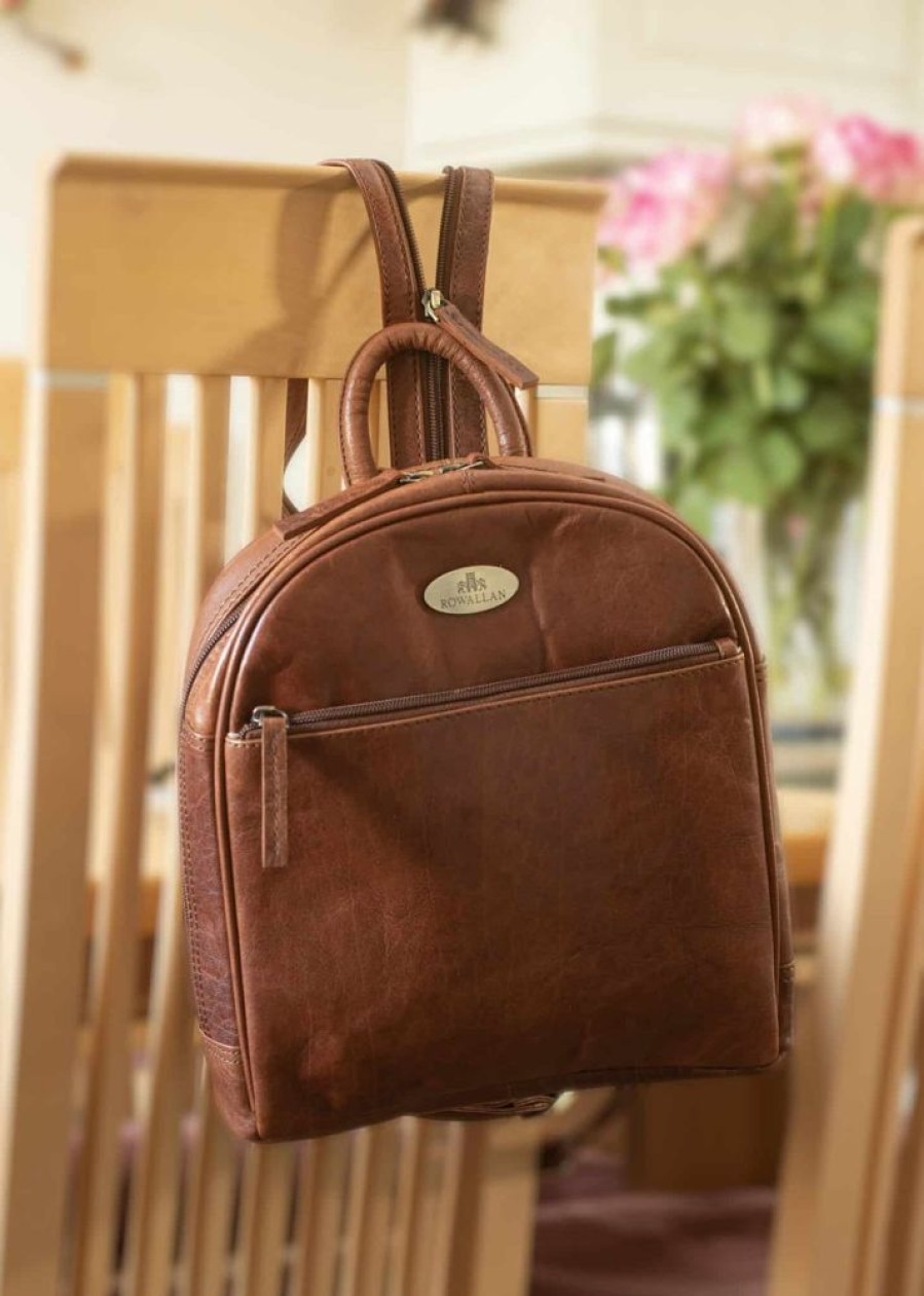 Rowallan of Scotland Backpacks | Luxury Leather Zipped Round Top Backpack