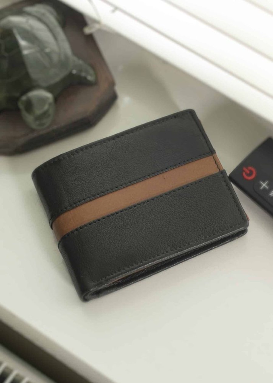 London Leather Goods Wallets | Leather Two Tone Wallet With Multiple Card Slots