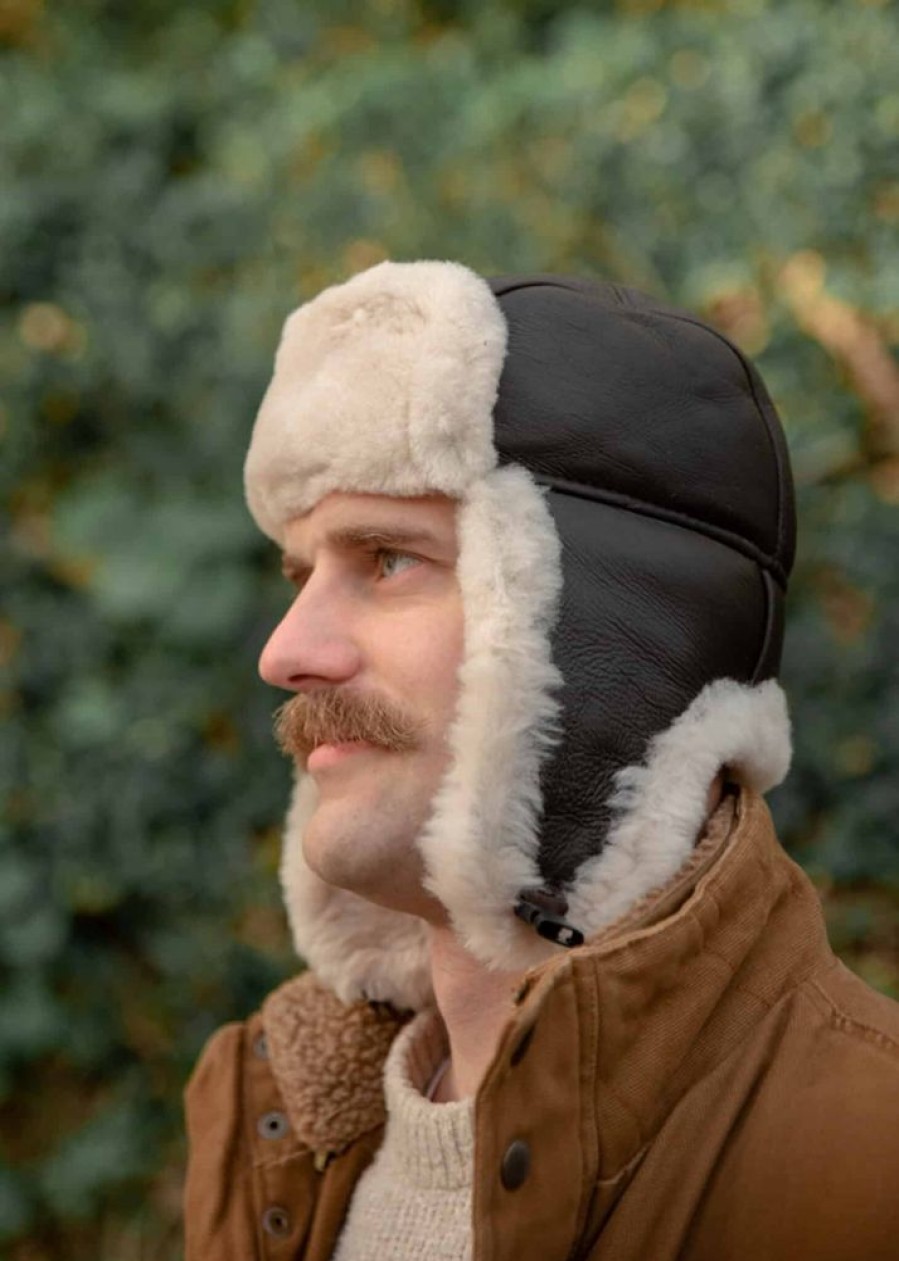 Lambland Hats & Earmuffs | Men'S Luxury Leather And Sheepskin Flying Trapper