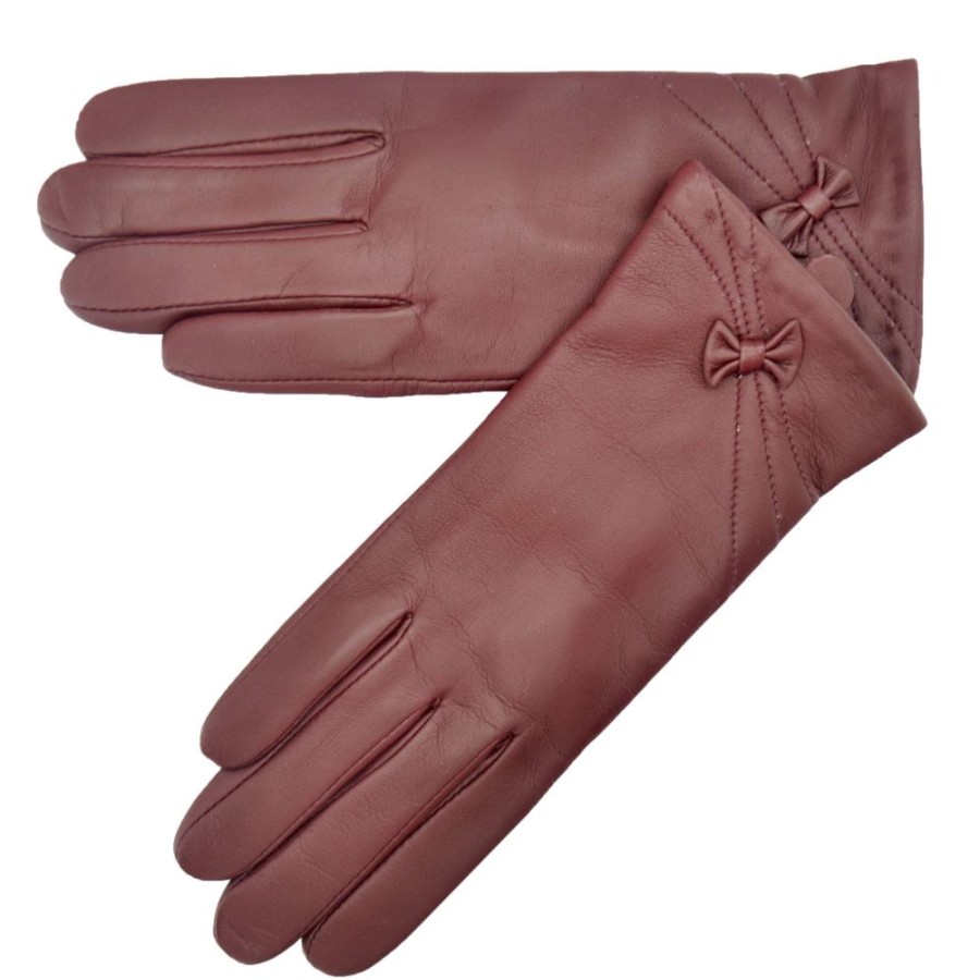 Lambland Gloves & Mittens | Ladies Soft Leather Gloves With Leather Bow Detail