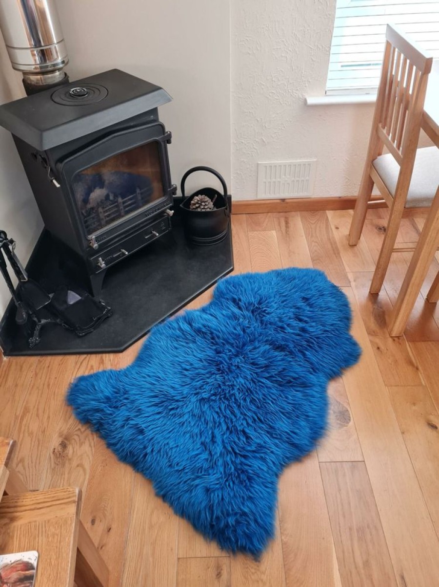 Lambland Eco Tanned Sheepskins | Eco Tanned Bright Blue Luxury Sheepskin Rug