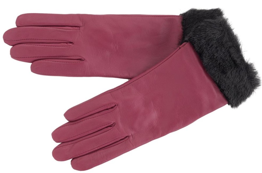 Lambland Gloves & Mittens | Ladies Premium Leather Gloves With Faux Fur Cuff