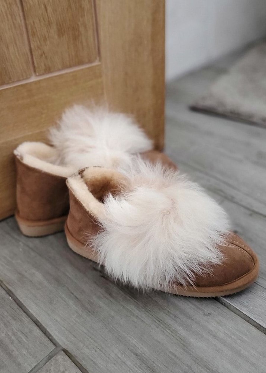 Shepherd Ladies Sheepskin Slippers | Ladies Genuine Sheepskin Extra Fluffy Bootie Slippers