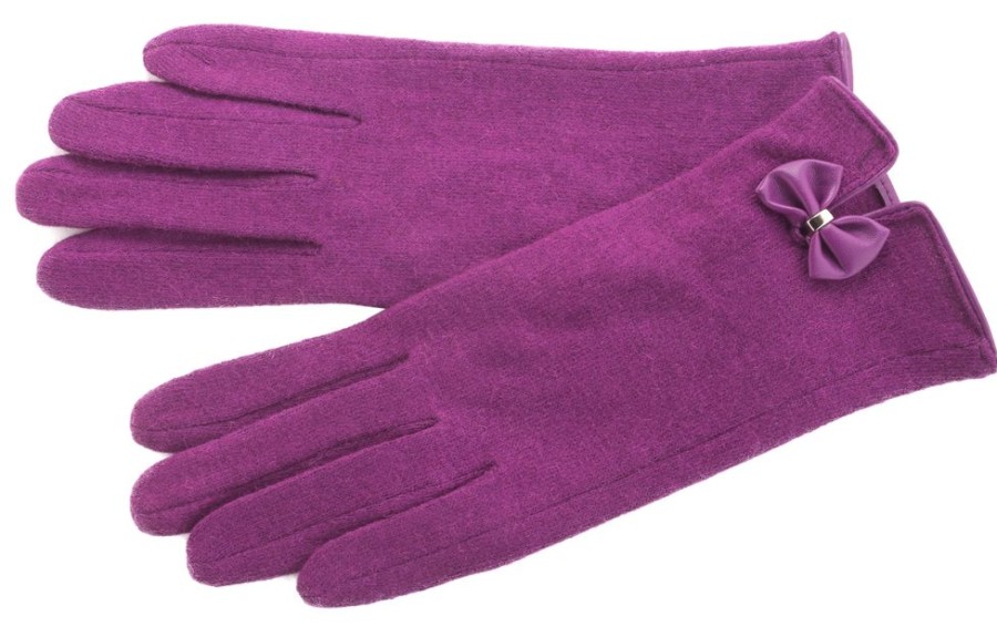 Lambland Gloves & Mittens | Ladies Wool Blend Gloves With Bow Detail