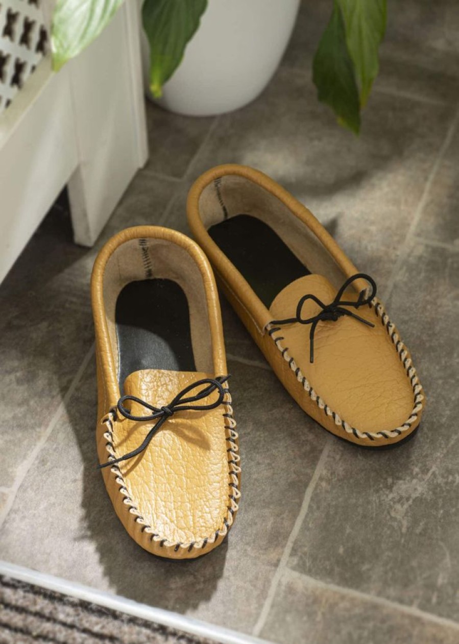 Lambland Men'S Moccasin Slippers | Men'S Leather Lined Moccasins With Pvc Sole