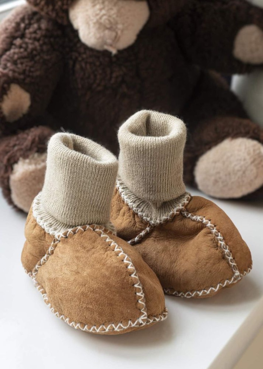 Fenland Baby Booties | Luxury Sheepskin Baby Booties With Elastic Tops