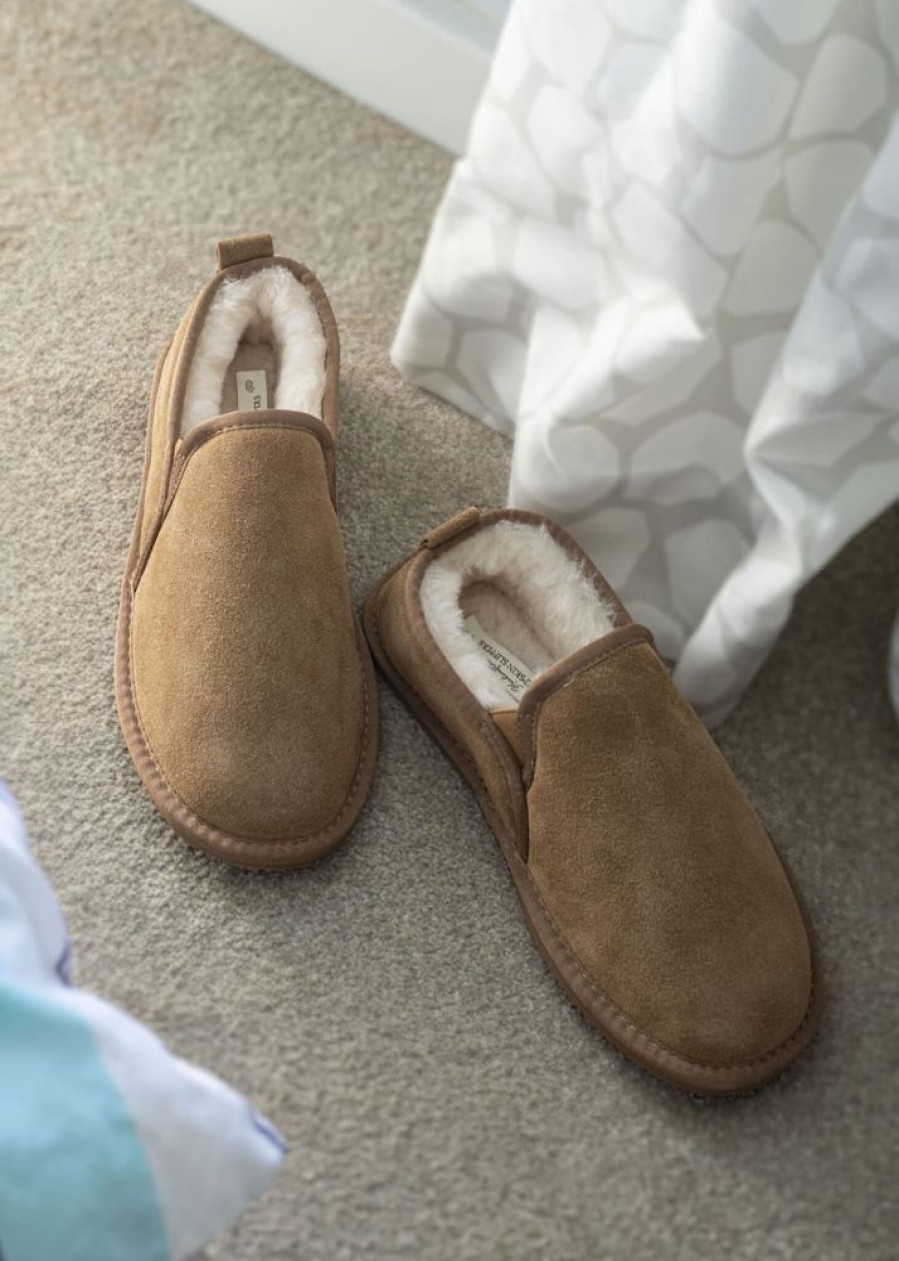 Lambland Men'S Sheepskin Slippers | Men'S Sheepskin Lined Slipper Boots With Eva Sole