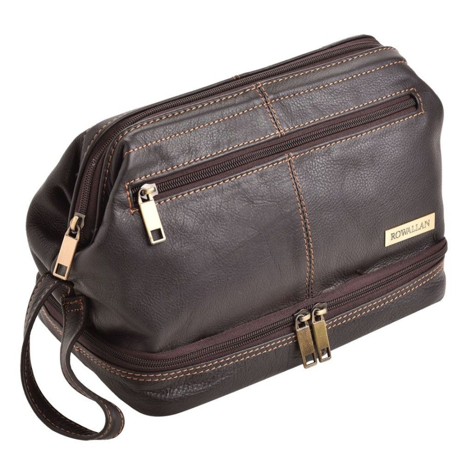 Rowallan of Scotland Toiletry Bags | Wide Opening Luxury Leather Toiletry Bag