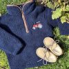 Lambland Kids Fleeces & Bodywarmers | Children'S Quarter Zip Berber Fleece With Tractor Embroidery