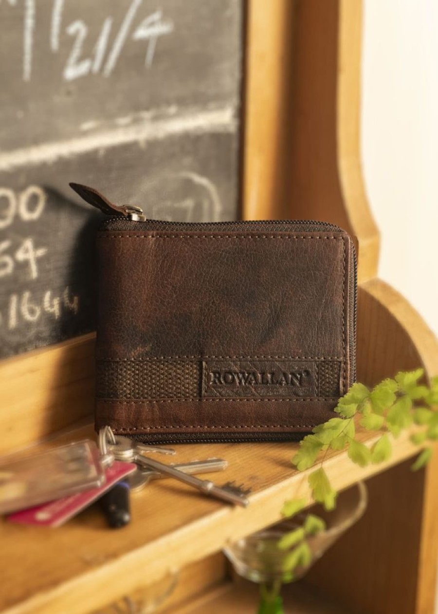 Rowallan of Scotland Wallets | Rustic Buffalo Leather Zip Round Wallet