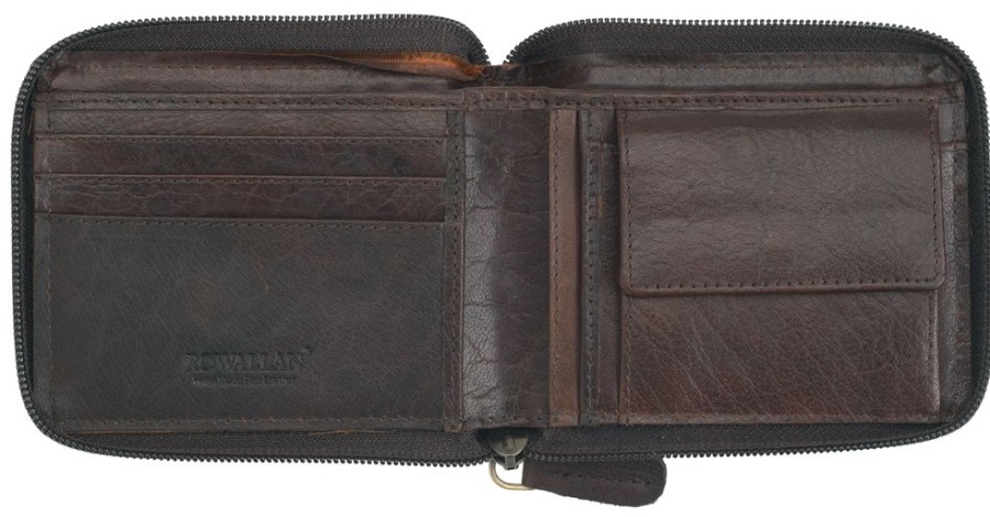 Rowallan of Scotland Wallets | Rustic Buffalo Leather Zip Round Wallet