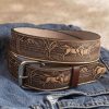 Arnicus Leather Leather Belts | Men'S 40Mm Horse Pattern Leather Buckle Belt