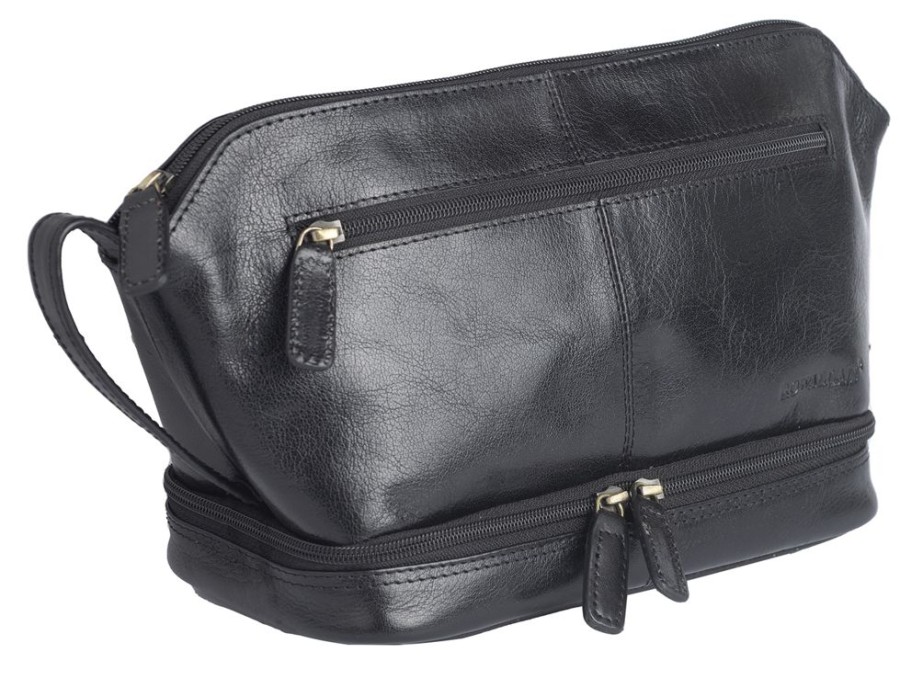 Rowallan of Scotland Toiletry Bags | Real Premium Leather Zipped Toiletry Bag