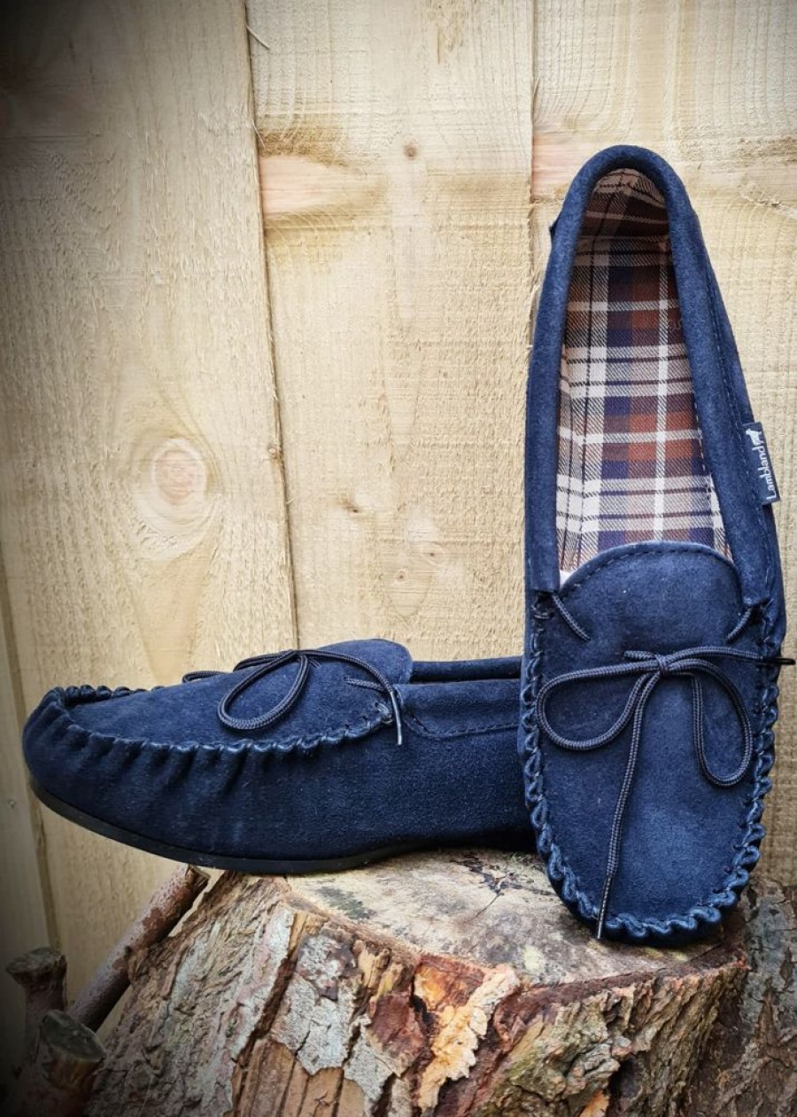 Lambland British Made Footwear | Men'S Premium Suede Fabric Lined Moccasins