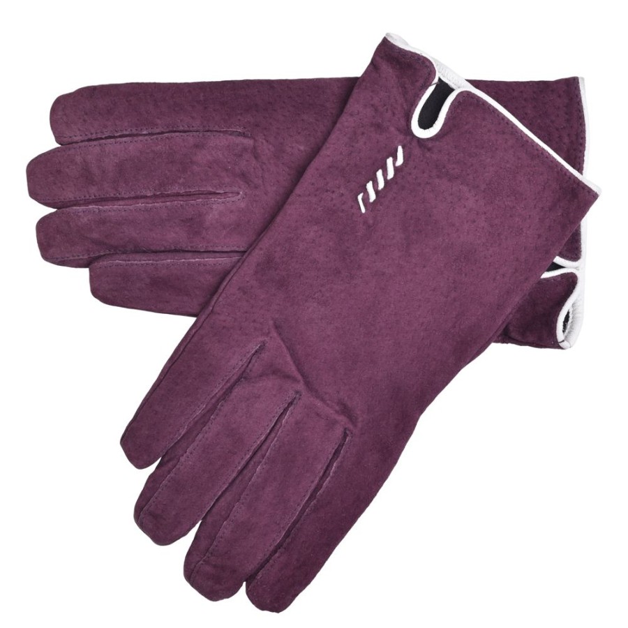 Lambland Gloves & Mittens | Ladies Suede Gloves With Stitching Pattern Detail