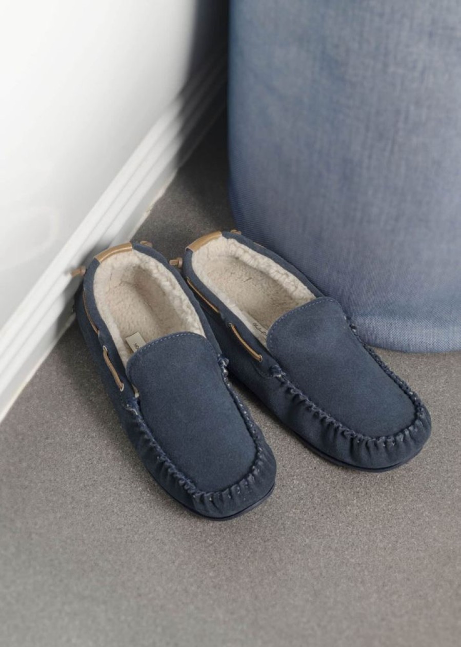 Lambland Men'S Sheepskin Slippers | Men'S Berber Fleece Lined Suede Loafer Slippers