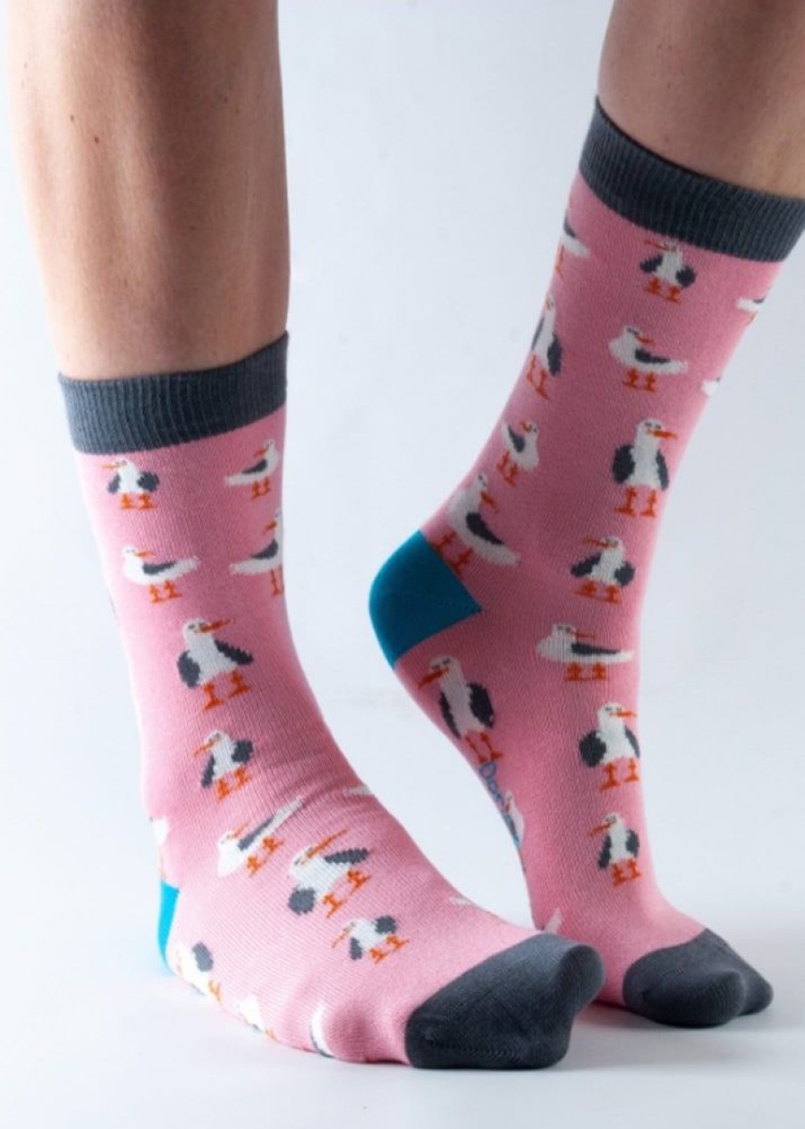 Doris & Dude Socks | Bamboo & Organic Cotton Pink Seagull Socks