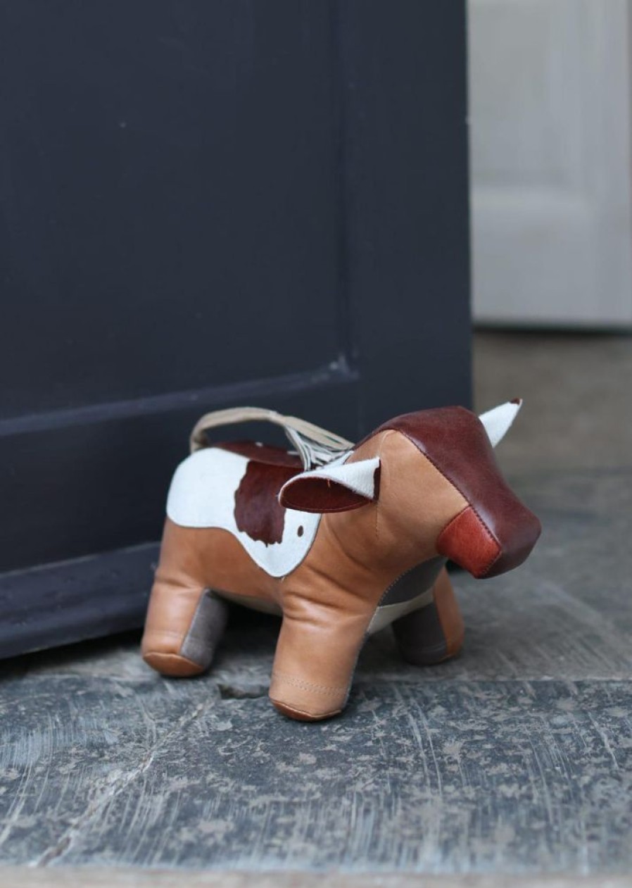 Owen Barry Doorstops & Draught Busters | Multi Patch Leather Cow Doorstop