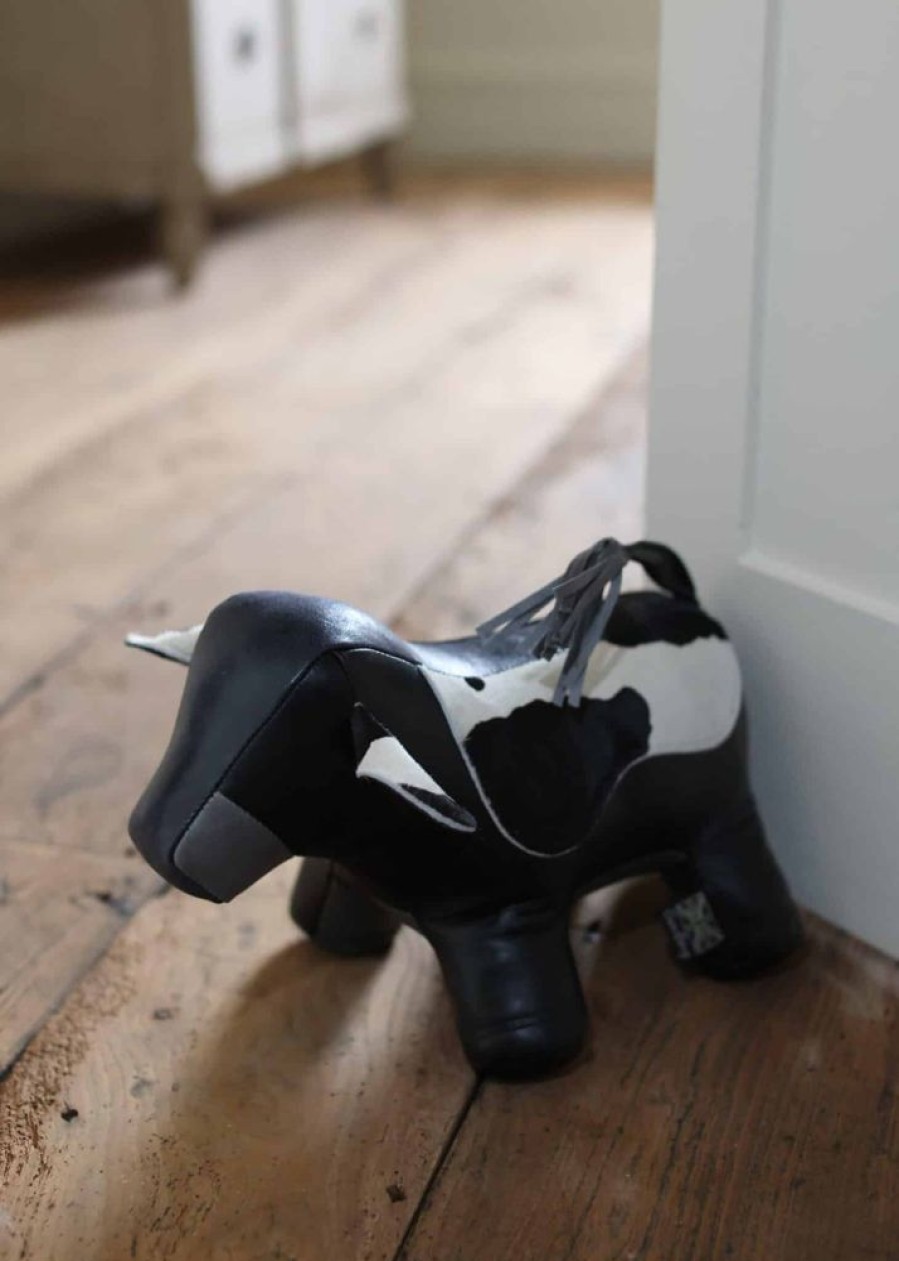 Owen Barry Doorstops & Draught Busters | Multi Patch Leather Cow Doorstop