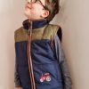 Lambland Kids Fleeces & Bodywarmers | Kids' Navy & Green Tweed Patch Gilet With Tan Trim