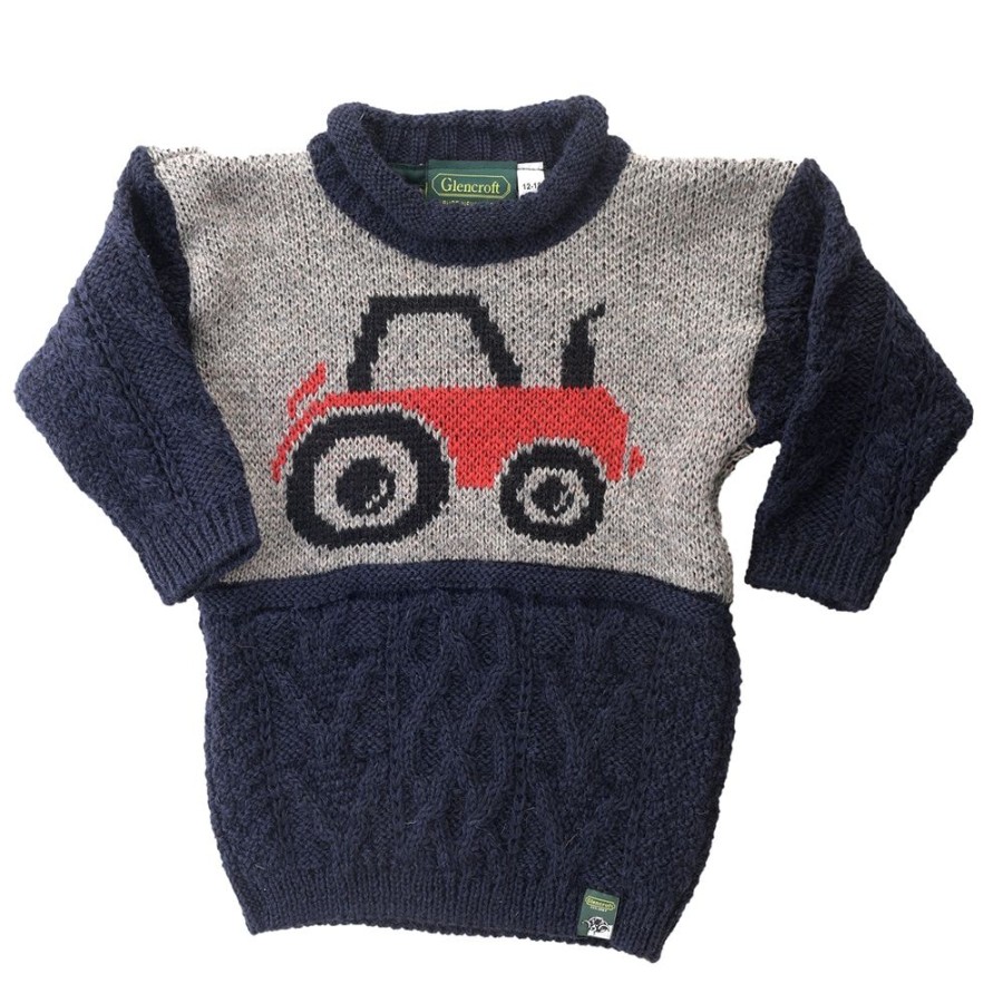 Glencroft Kids Fleeces & Bodywarmers | Kids' Aran Wool Tractor Jumper