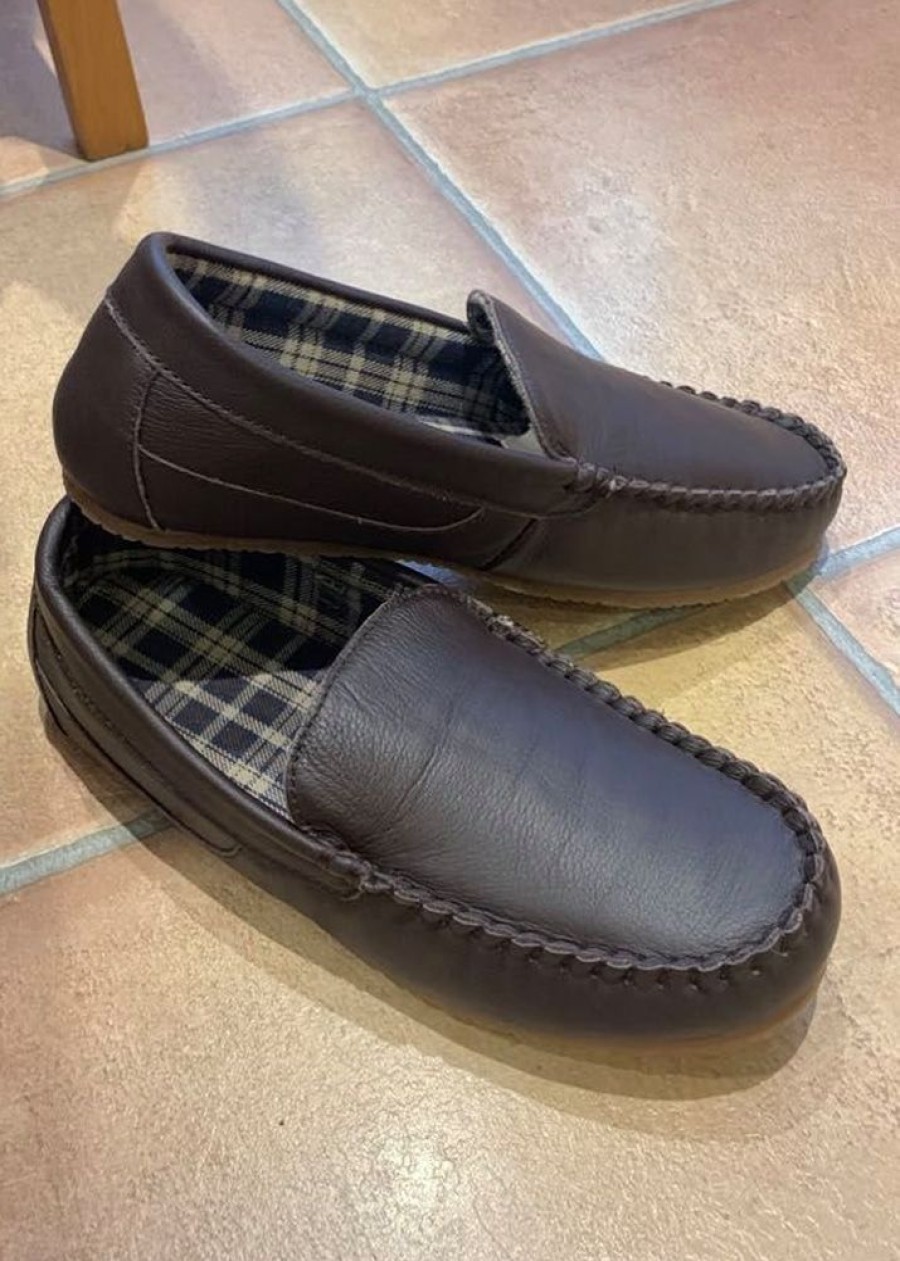 Lambland Men'S Moccasin Slippers | Men'S Fabric Lined Genuine Leather Loafers