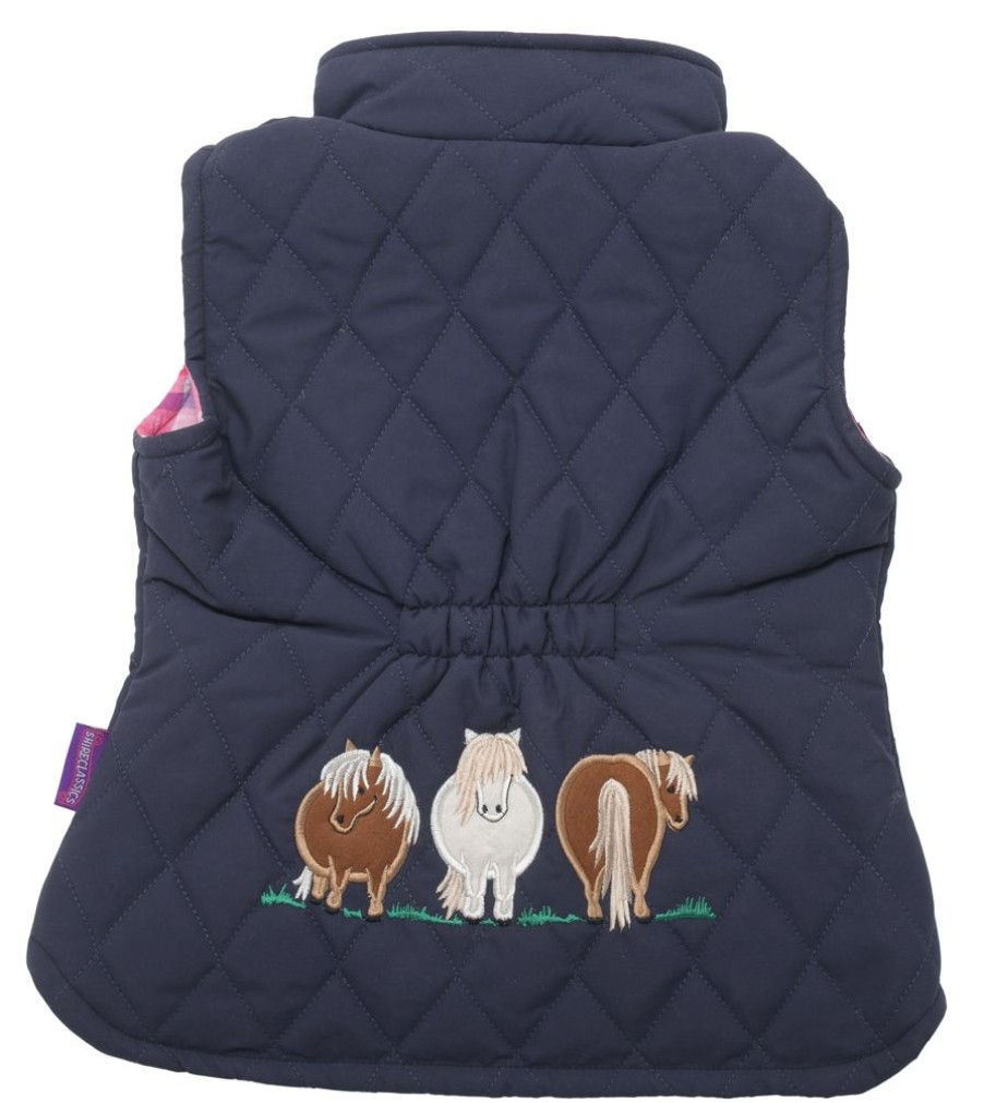 Lambland Kids Fleeces & Bodywarmers | Kids' Navy Embroidered Pony Quilted Gilet