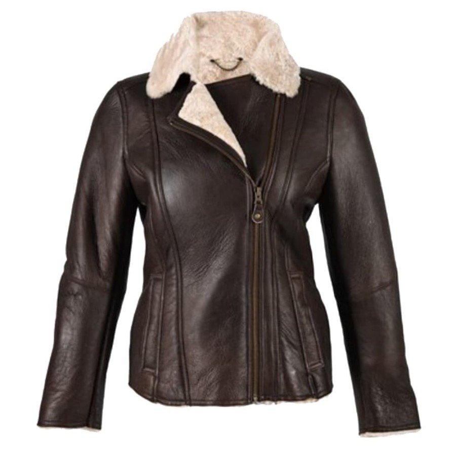 Arnicus Coats, Jackets & Jumpers | Ladies Luxury Leather And Sheepskin Jacket With Aviator Finish Brown