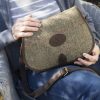 Barrhead Leather Handbags | Hand Crafted Deer Skin & Tweed Flap Over Saddle Bag