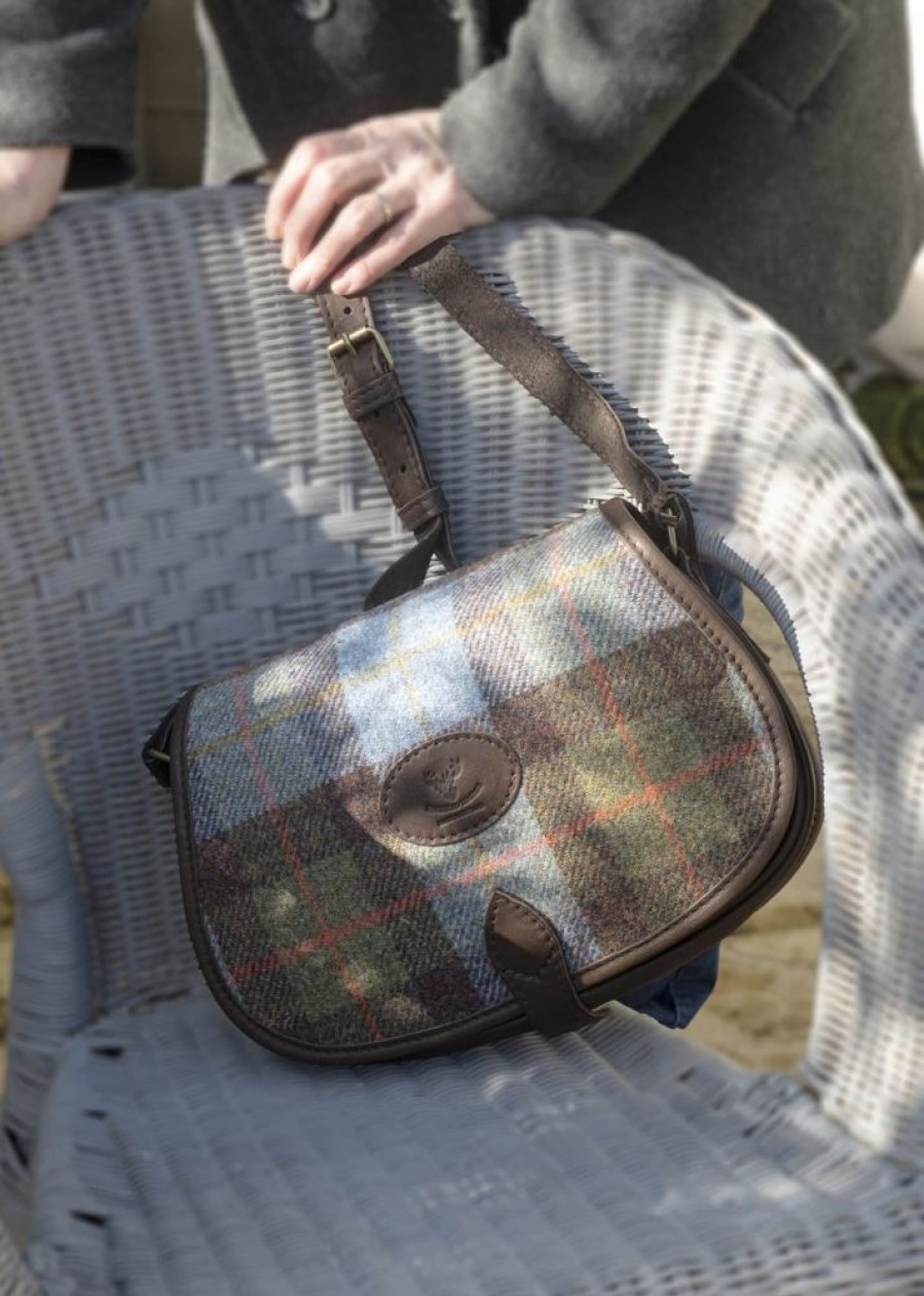 Barrhead Leather Handbags | Hand Crafted Deer Skin & Tweed Flap Over Saddle Bag