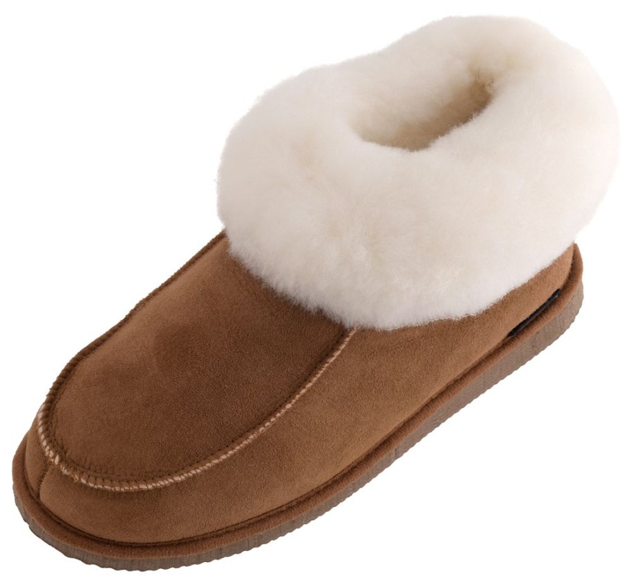 Lambland Ladies Sheepskin Slippers | Ladies Sheepskin Bootie Slippers With Hard Sole