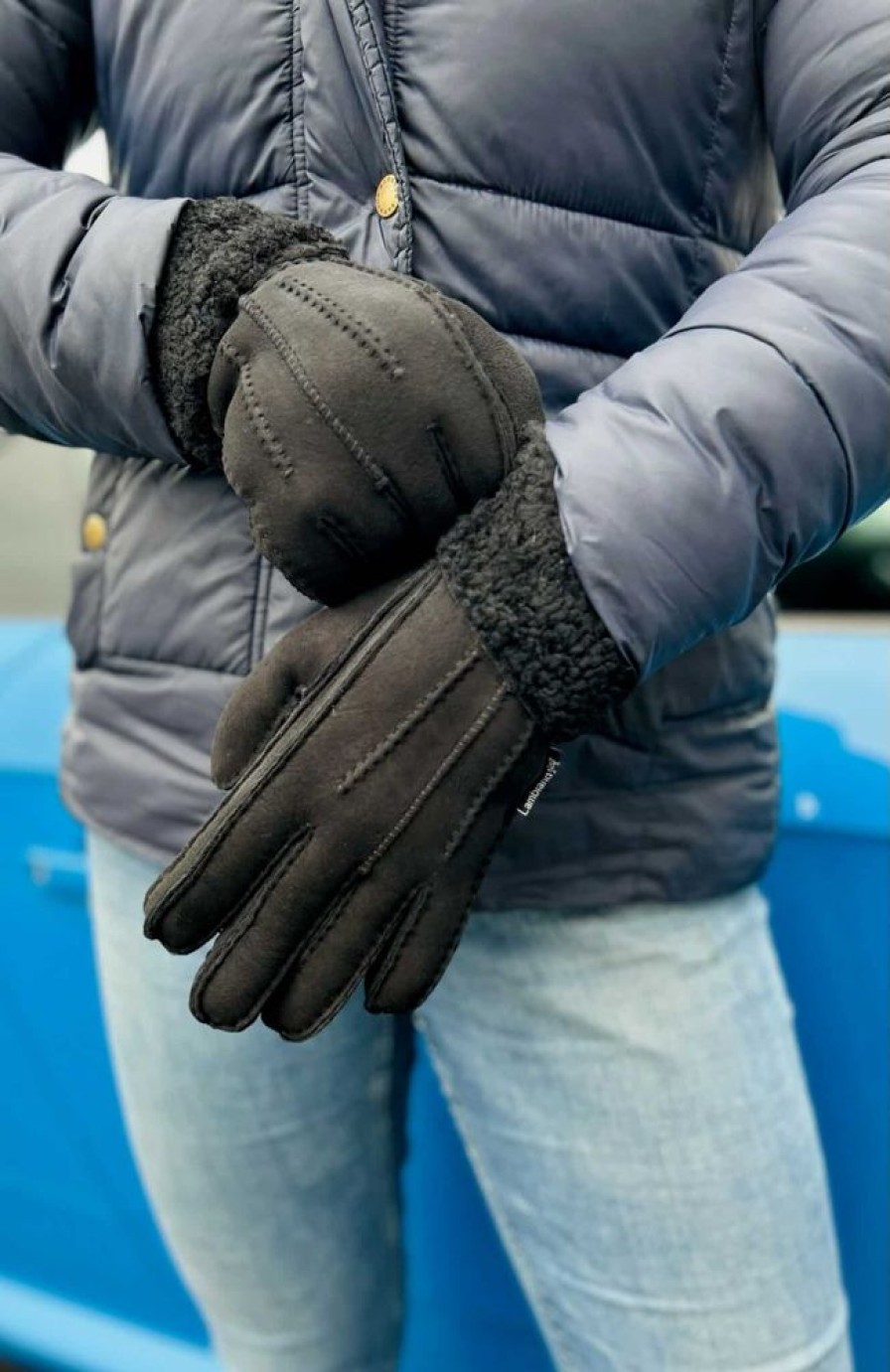 Lambland Gloves & Mittens | Ladies Genuine Sheepskin Cuffed Panel Gloves