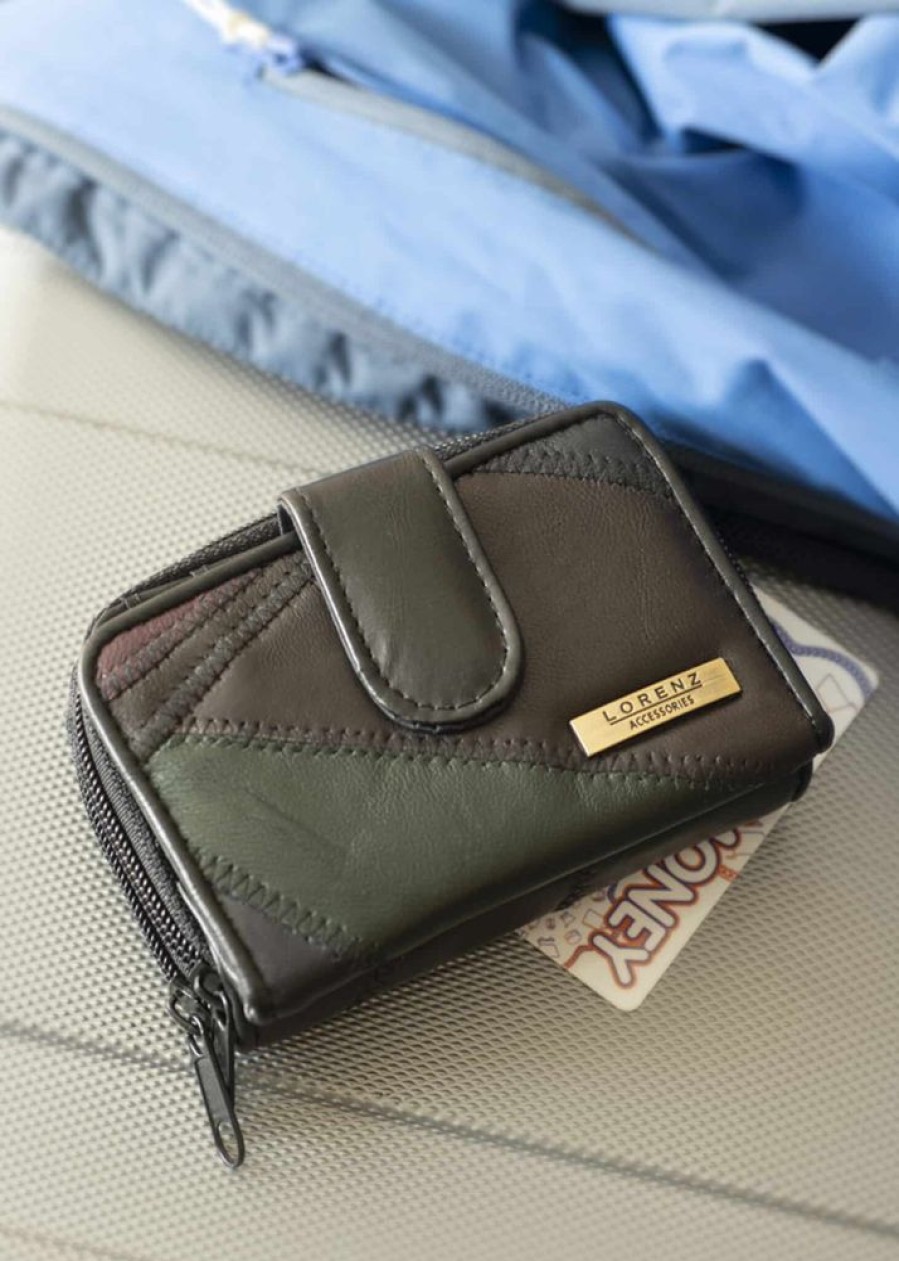 Lorenz Purses | Small Patchwork Leather Dual Zipped Coin Wallet