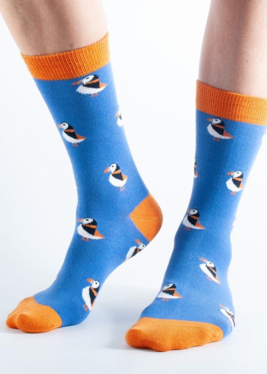 Doris & Dude Socks | Bamboo & Organic Cotton Blue Puffin Socks