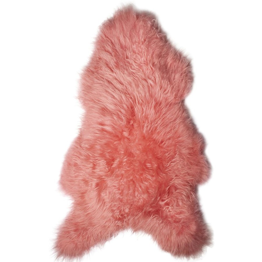 Lambland Eco Tanned Sheepskins | Eco Tanned Long Wool Coral Pink Icelandic Sheepskin