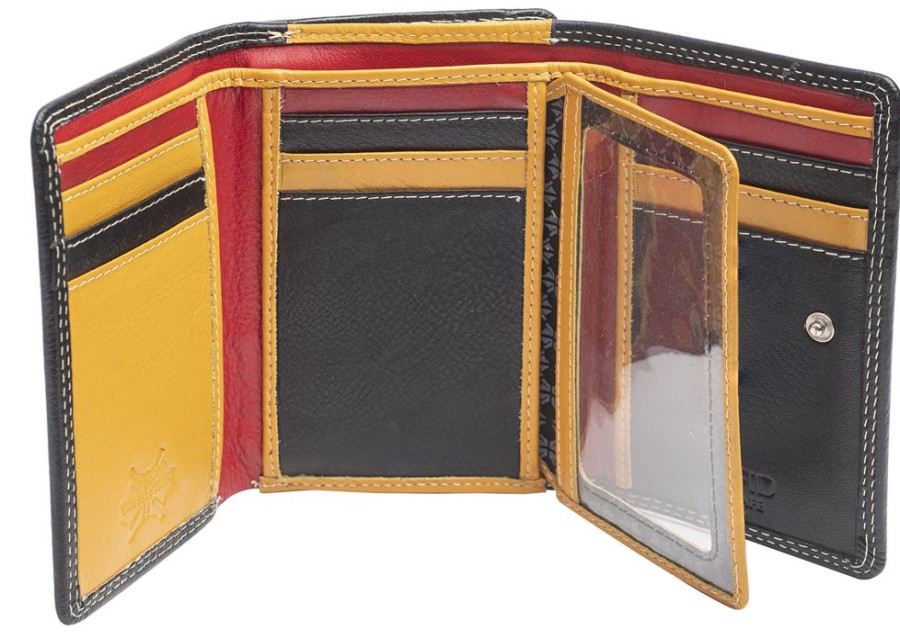 Charles Smith Purses | Black Leather Wallet With Multi Colour Interior